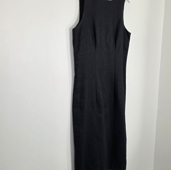 Vintage Susan Bennett Black Sleeveless V-Back Sheath Dress Size 14 - Picture 2 of 8